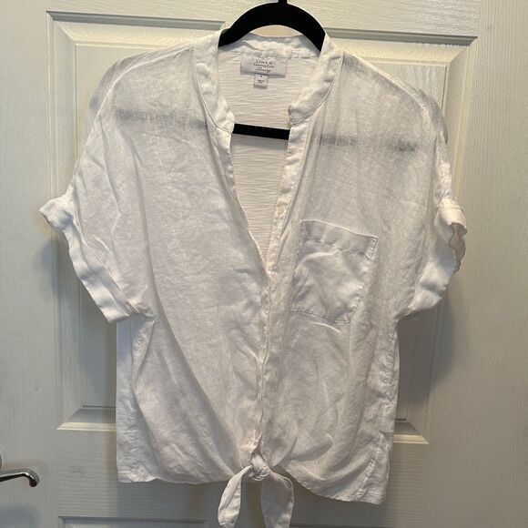 Charter Club Tops - Charter Club Luxury Linen Blouse Tie Front Cotton and Linen Size Small